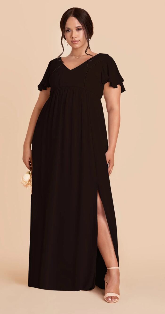 NWT Birdy Grey Hannah Chiffon Dress Maxi Gown Black Plus Size 1X